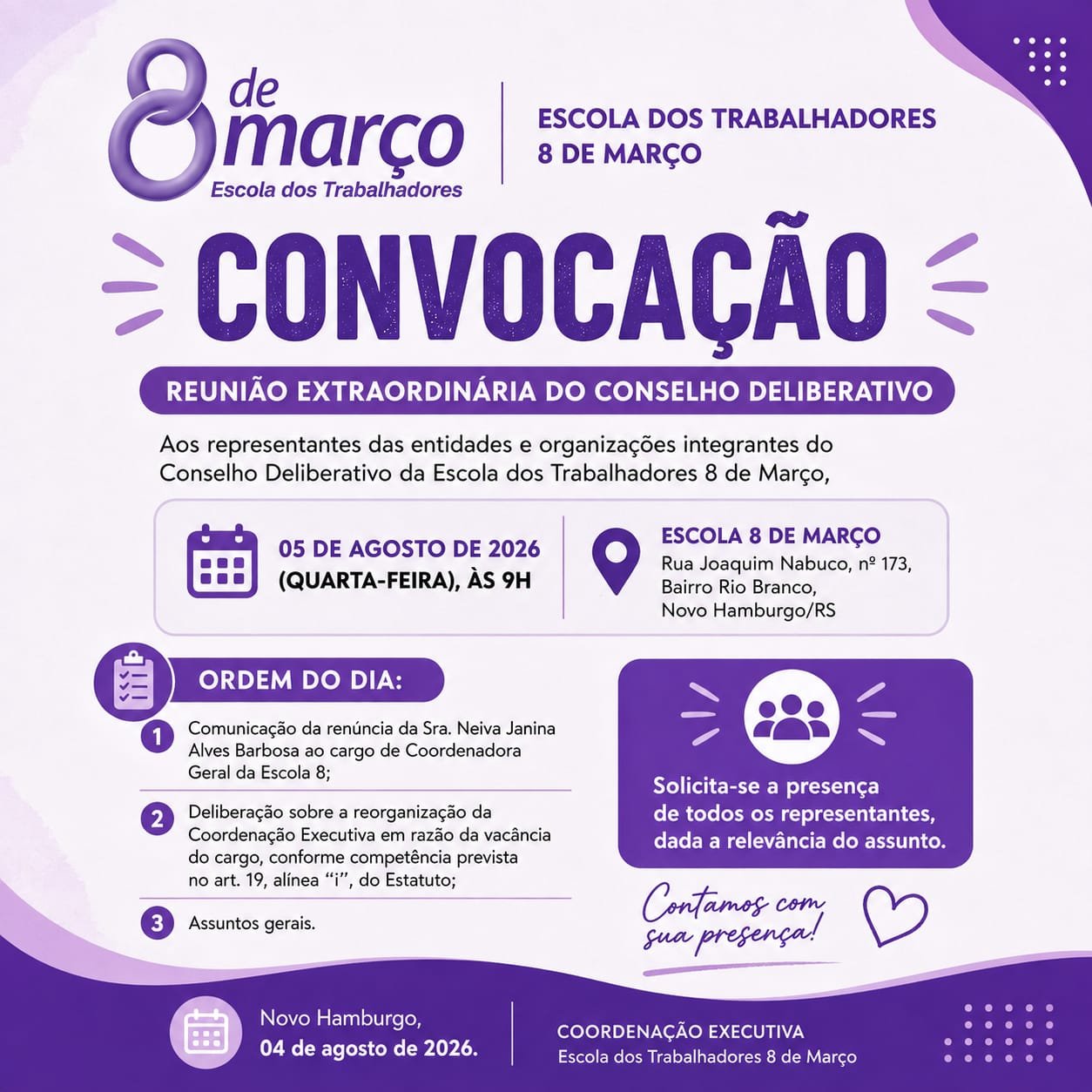Convocação para Reunião Extraordinária do Conselho Deliberativo em 5 de agosto de 2026